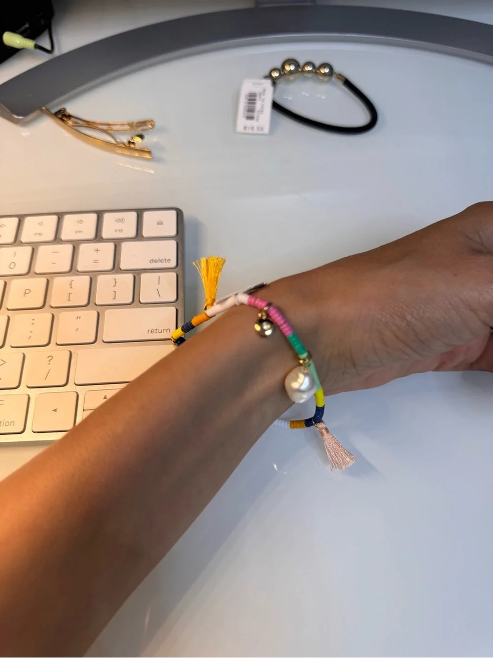 Kids Multicolor Beaded Tassel Bracelet with Charm